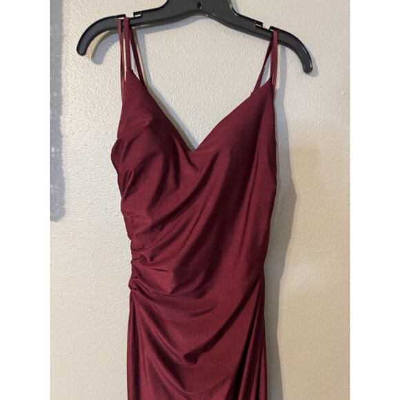 La Femme 103544 Dress 4 Burgundy Sleeveless V Neck Formal Gown NEW - Picture 12 of 14